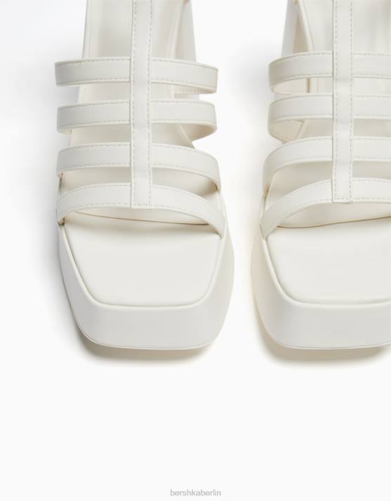 Weiss Bershka Frauen Plateau-Sandalen mit hohem Absatz H00J2168