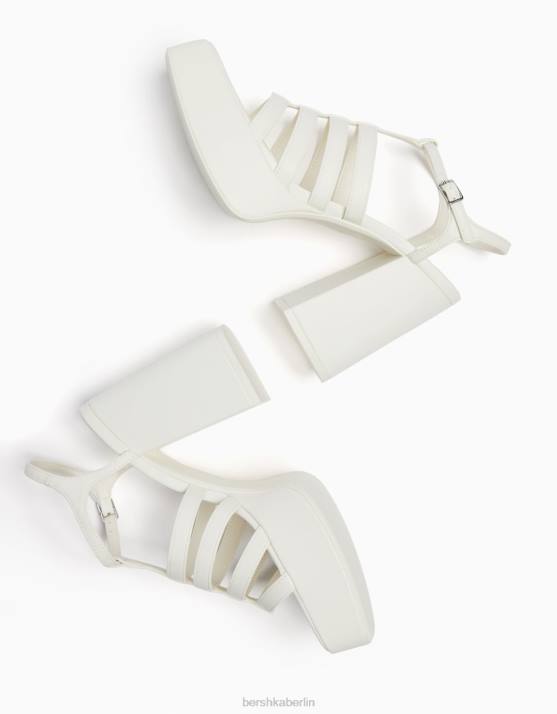 Weiss Bershka Frauen Plateau-Sandalen mit hohem Absatz H00J2168