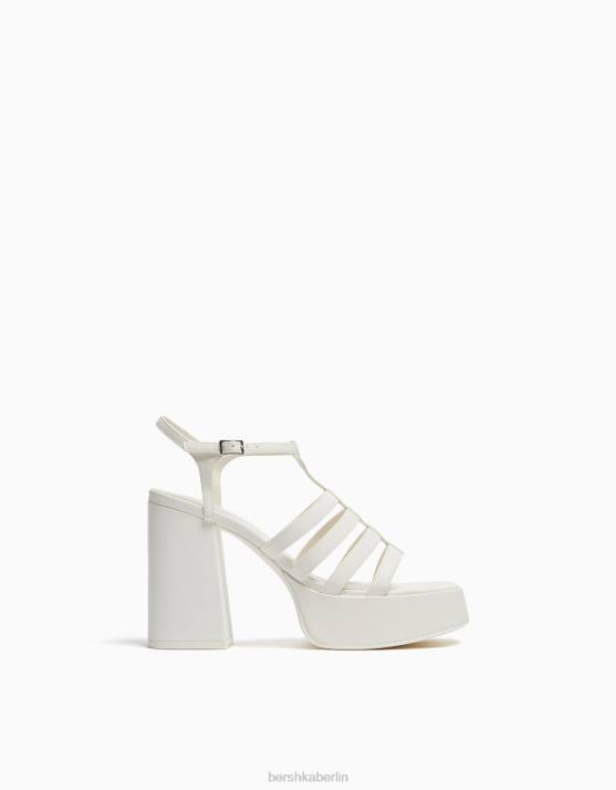 Weiss Bershka Frauen Plateau-Sandalen mit hohem Absatz H00J2168