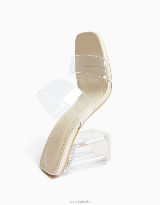 schier Bershka Frauen Sandalen mit Absatz und Vinylriemen H00J2158