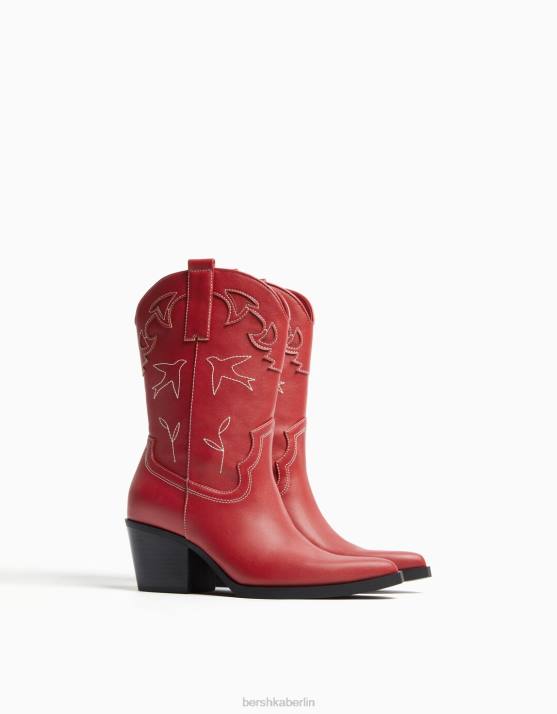 Rot Bershka Frauen Cowboystiefel mit Absatz H00J1915