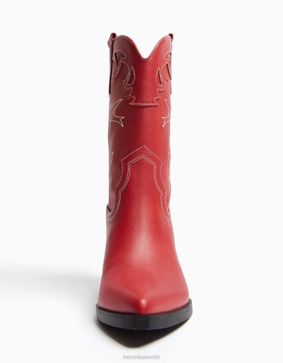 Rot Bershka Frauen Cowboystiefel mit Absatz H00J1915