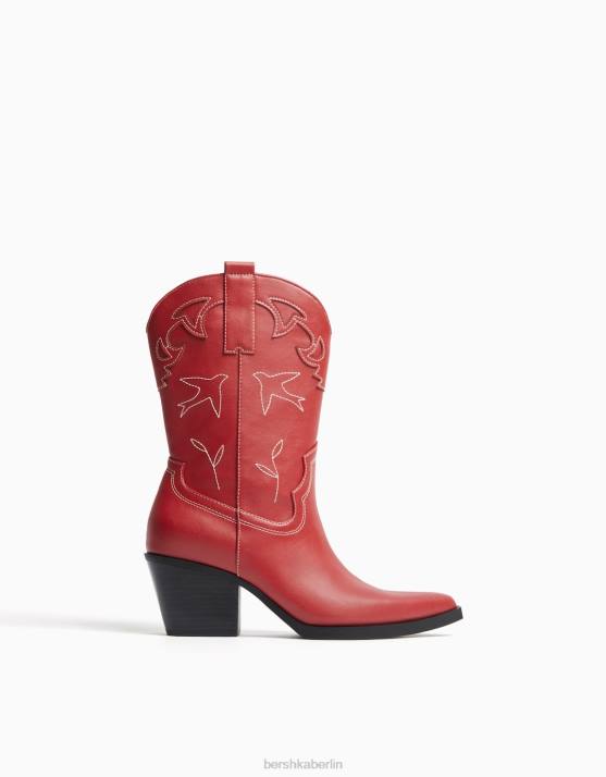 Rot Bershka Frauen Cowboystiefel mit Absatz H00J1915