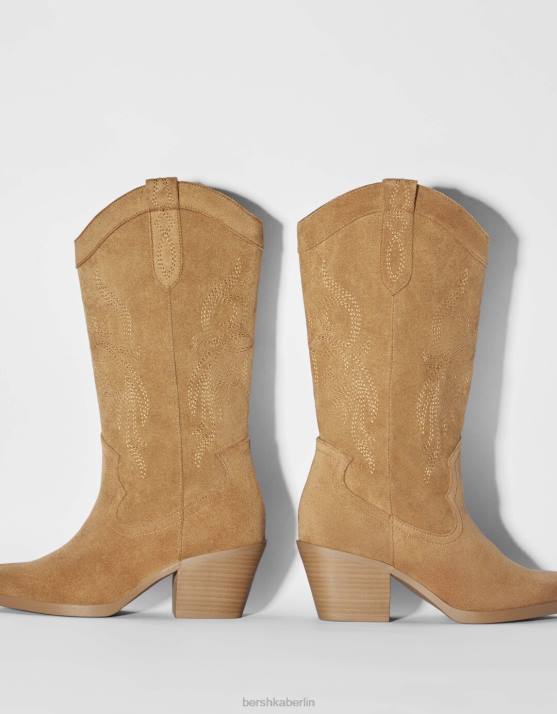 Sand Bershka Frauen Cowboystiefel mit Absatz H00J2286