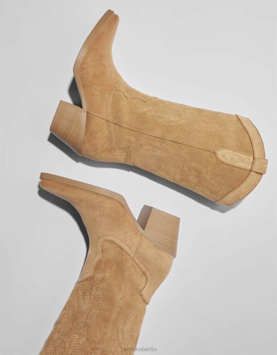 Sand Bershka Frauen Cowboystiefel mit Absatz H00J2286