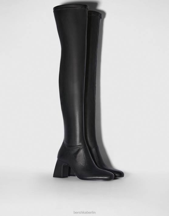 Schwarz Bershka Frauen Overknee-Stiefel mit mittlerem Absatz H00J2299