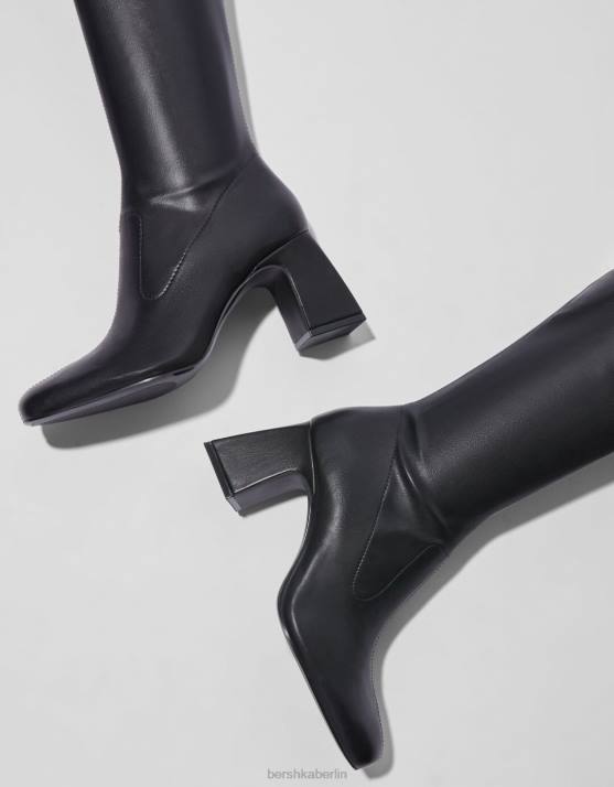 Schwarz Bershka Frauen Overknee-Stiefel mit mittlerem Absatz H00J2299