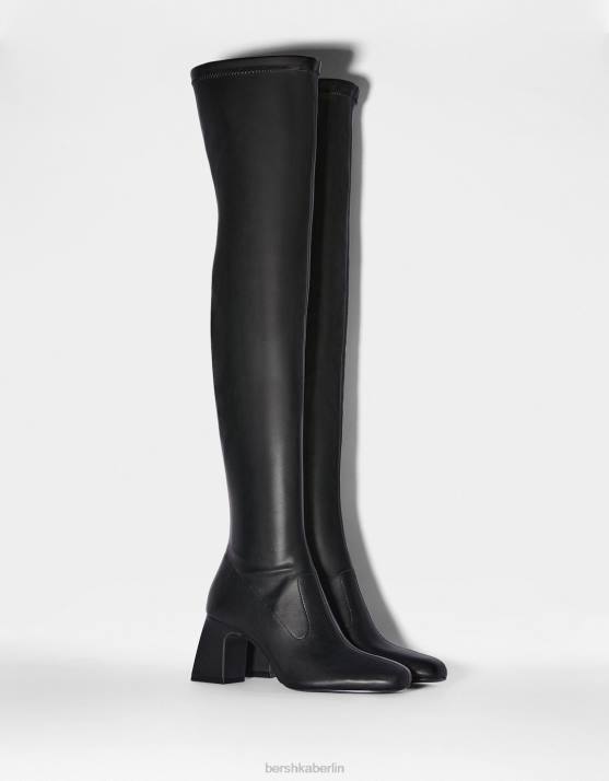 Schwarz Bershka Frauen Overknee-Stiefel mit mittlerem Absatz H00J2301