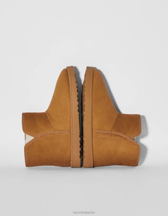 Kamel Bershka Frauen Stiefeletten mit Kunstpelzfutter H00J2306