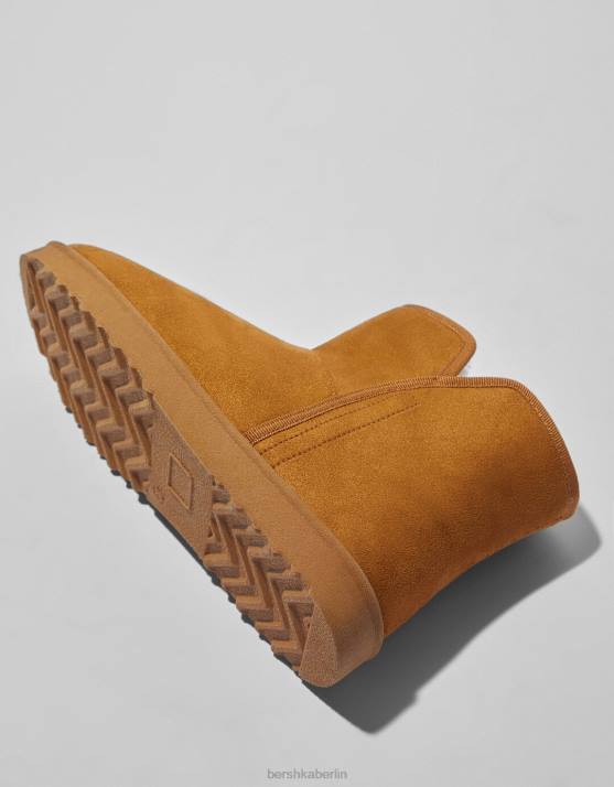 Kamel Bershka Frauen Stiefeletten mit Kunstpelzfutter H00J2306