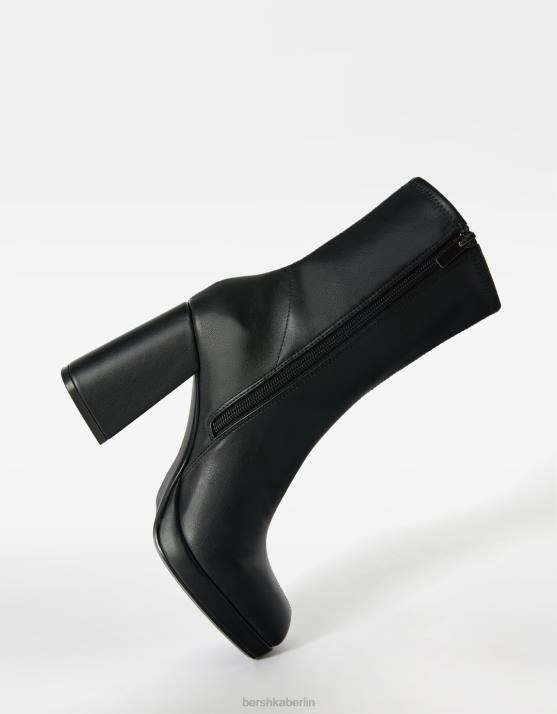 Schwarz Bershka Frauen Taillierte Mini-Plateau-Stiefeletten mit hohem Absatz H00J2321