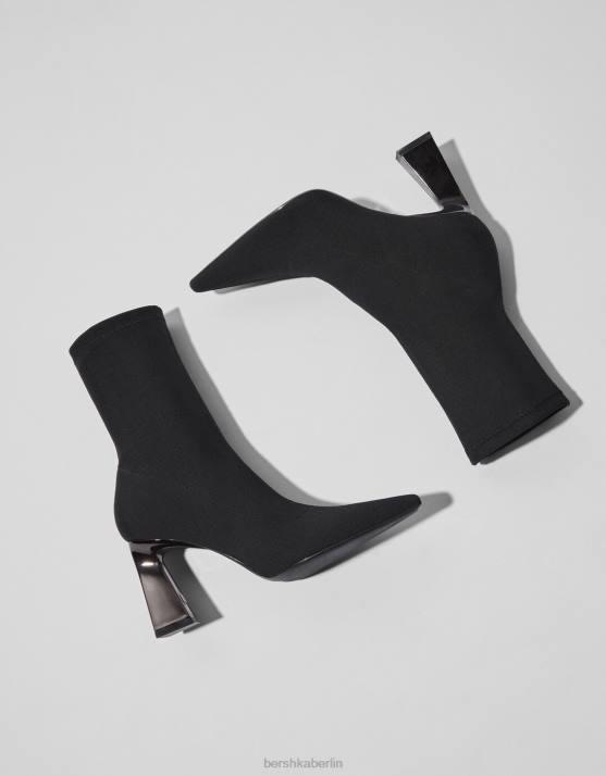 Schwarz Bershka Frauen Taillierte Stiefeletten mit metallischem Absatz H00J2325