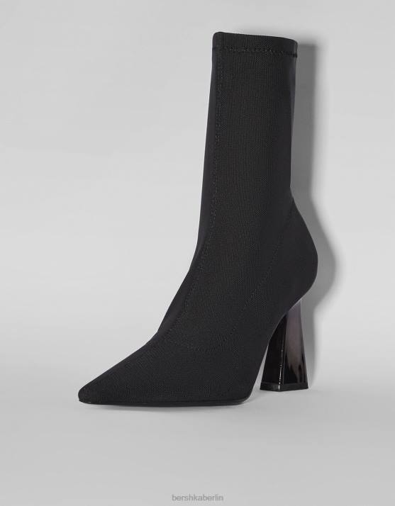 Schwarz Bershka Frauen Taillierte Stiefeletten mit metallischem Absatz H00J2325