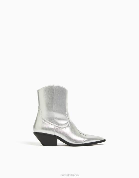 Silber Bershka Frauen Cowboy-Stiefeletten mit hohem Absatz H00J2284
