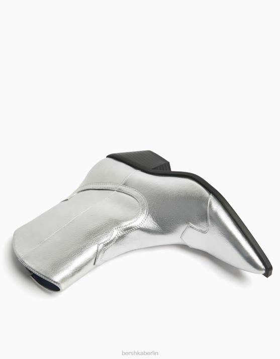 Silber Bershka Frauen Cowboy-Stiefeletten mit hohem Absatz H00J2284