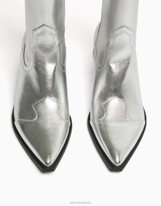Silber Bershka Frauen Cowboy-Stiefeletten mit hohem Absatz H00J2285