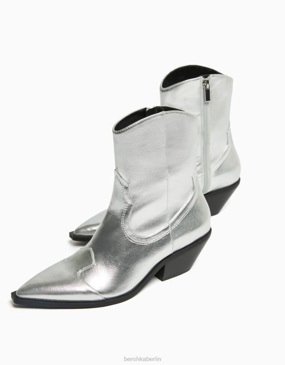 Silber Bershka Frauen Cowboy-Stiefeletten mit hohem Absatz H00J2287
