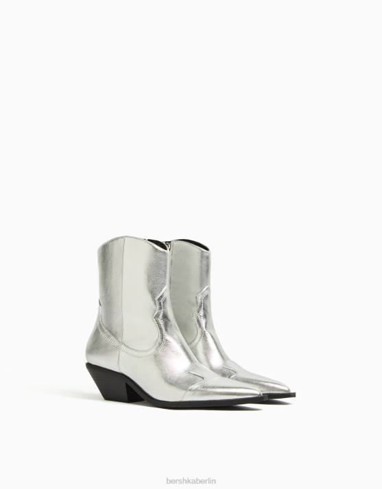 Silber Bershka Frauen Cowboy-Stiefeletten mit hohem Absatz H00J2287