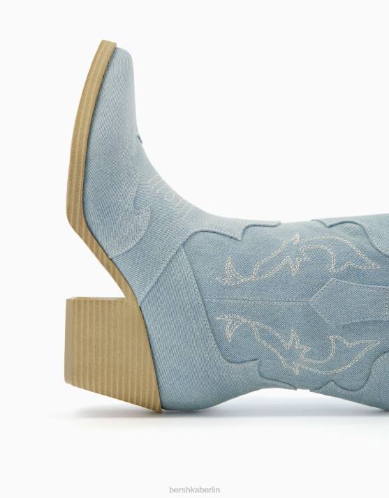 exklusiv Bershka Frauen Jeans-Stiefeletten mit Cowboy-Absatz H00J1825
