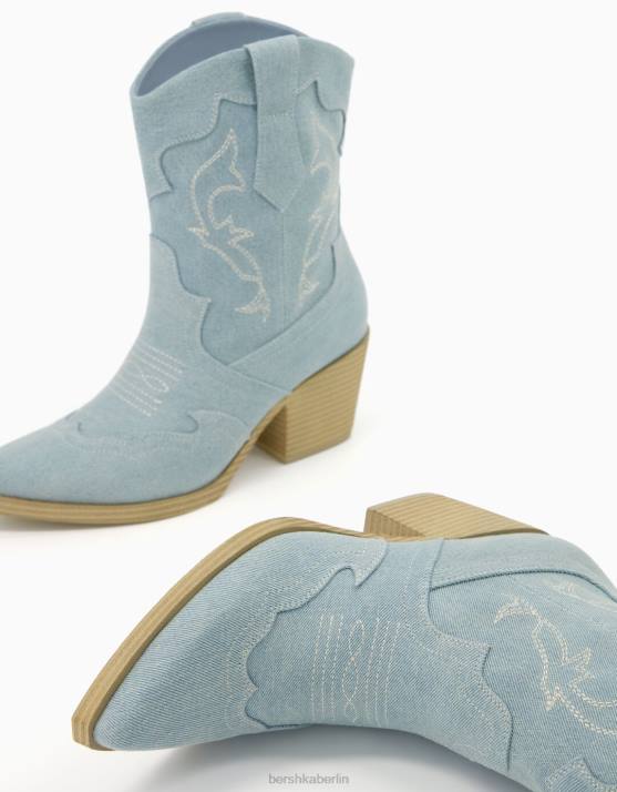 exklusiv Bershka Frauen Jeans-Stiefeletten mit Cowboy-Absatz H00J1825