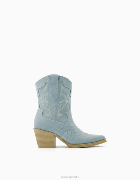 exklusiv Bershka Frauen Jeans-Stiefeletten mit Cowboy-Absatz H00J1825