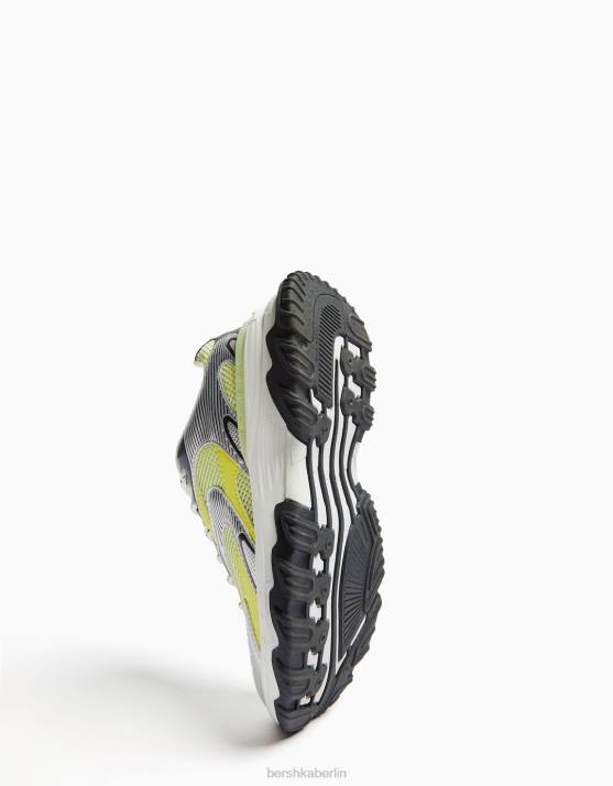 Kalk Bershka Frauen kontrastierende Sneakers mit Mesh-Detail H00J1879