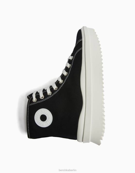 Schwarz Bershka Frauen Plateau-High-Top-Sneaker H00J2117