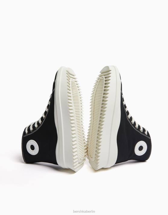 Schwarz Bershka Frauen Plateau-High-Top-Sneaker H00J2117