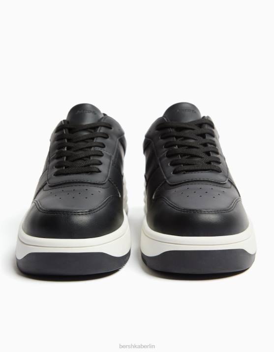 Schwarz Bershka Frauen Plateau-Sneaker mit Ziernähten H00J2130