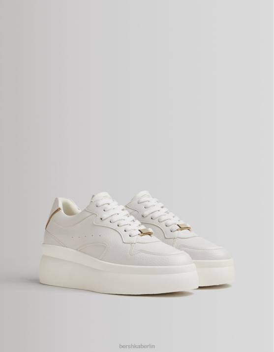 Weiss Bershka Frauen Dekorative Plateau-Sneaker H00J2096