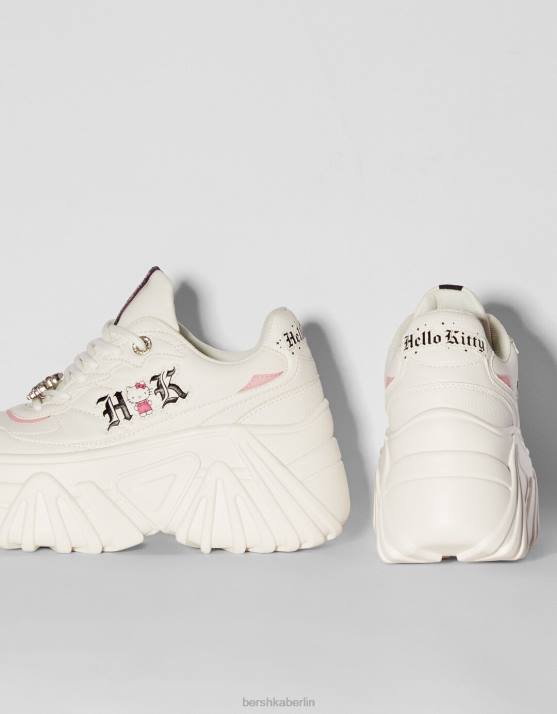 Weiss Bershka Frauen Hello Kitty Plateau-Sneaker mit Strass-Detail H00J2063