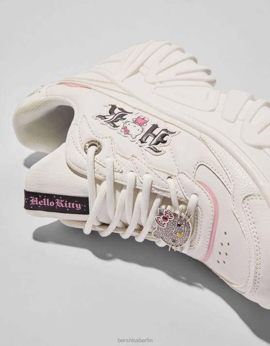 Weiss Bershka Frauen Hello Kitty Plateau-Sneaker mit Strass-Detail H00J2063