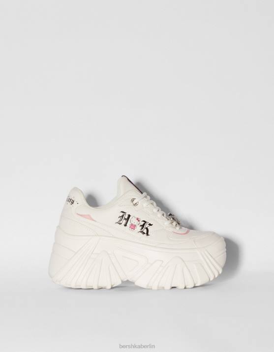 Weiss Bershka Frauen Hello Kitty Plateau-Sneaker mit Strass-Detail H00J2063