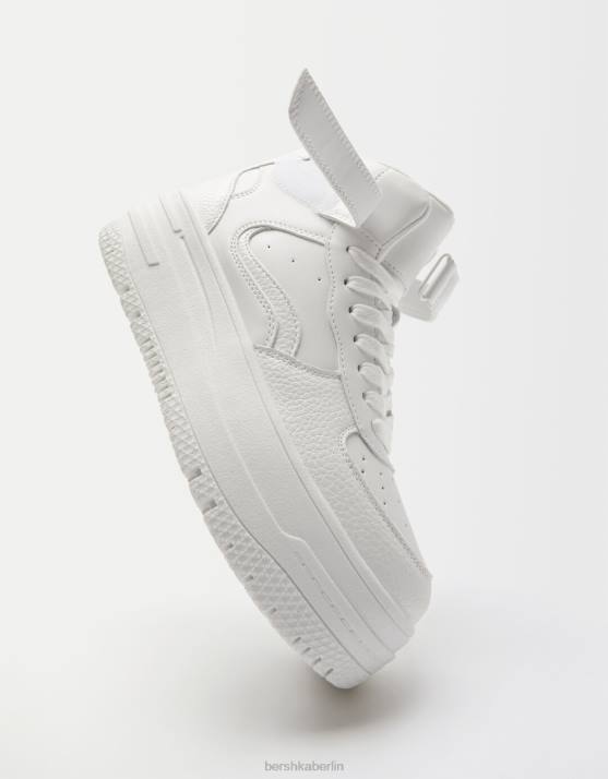 Weiss Bershka Frauen High-Top-Sneaker mit Riemen H00J2083