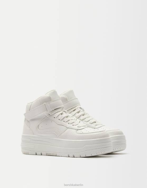 Weiss Bershka Frauen High-Top-Sneaker mit Riemen H00J2105