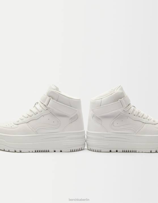 Weiss Bershka Frauen High-Top-Sneaker mit Riemen H00J2105