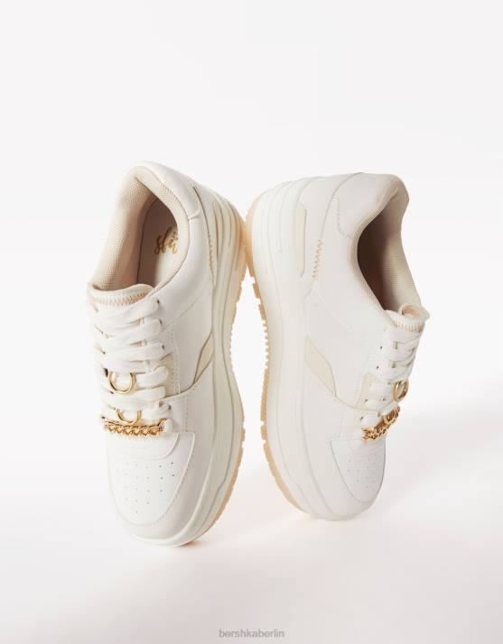 Weiss Bershka Frauen Juwelenbesetzte Plateau-Sneaker H00J2102