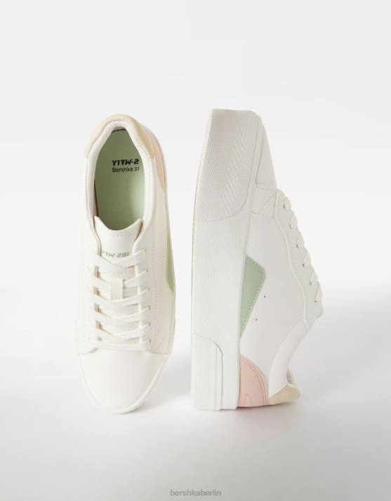 Weiss Bershka Frauen Kontrast-Plateau-Sneaker H00J2124