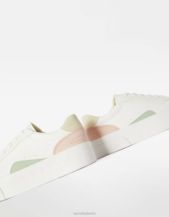 Weiss Bershka Frauen Kontrast-Plateau-Sneaker H00J2124