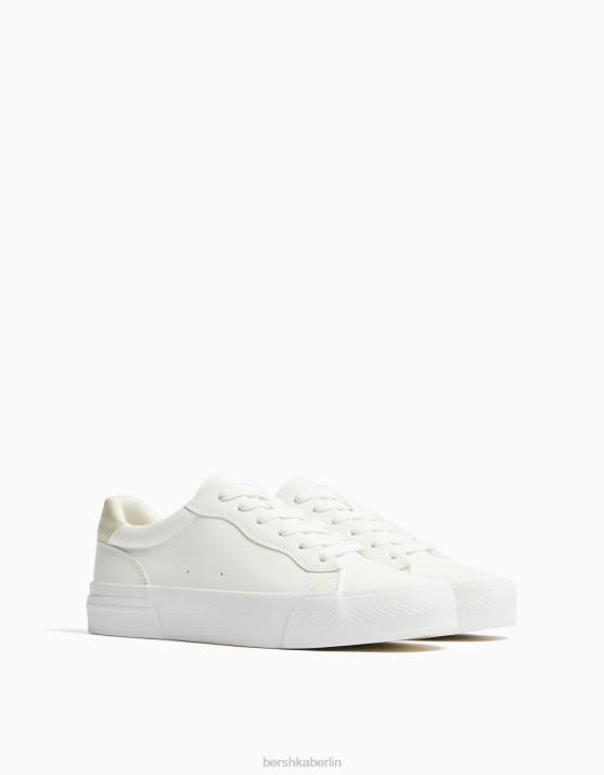 Weiss Bershka Frauen Kontrast-Plateau-Sneaker H00J2129
