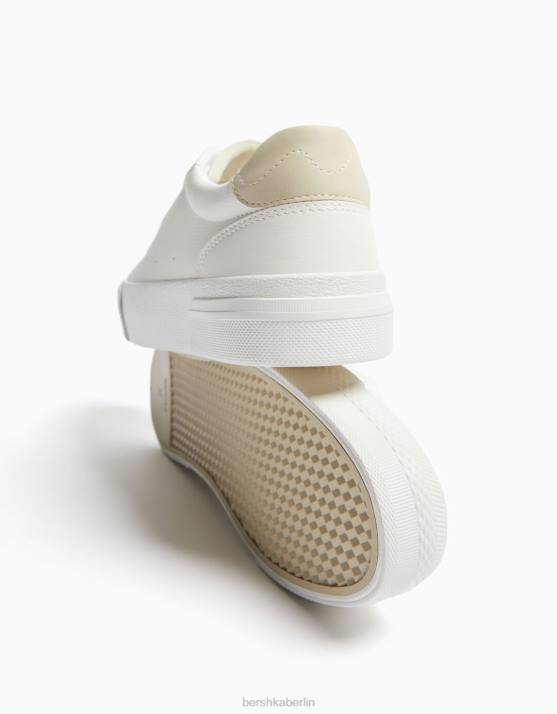 Weiss Bershka Frauen Kontrast-Plateau-Sneaker H00J2129
