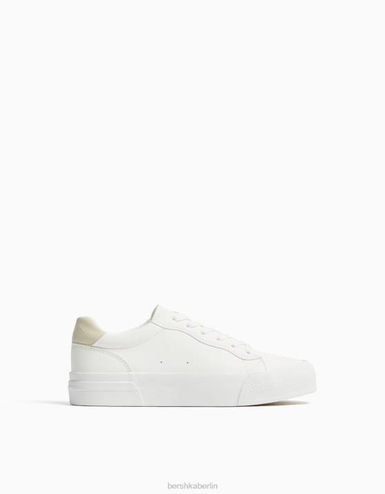 Weiss Bershka Frauen Kontrast-Plateau-Sneaker H00J2129