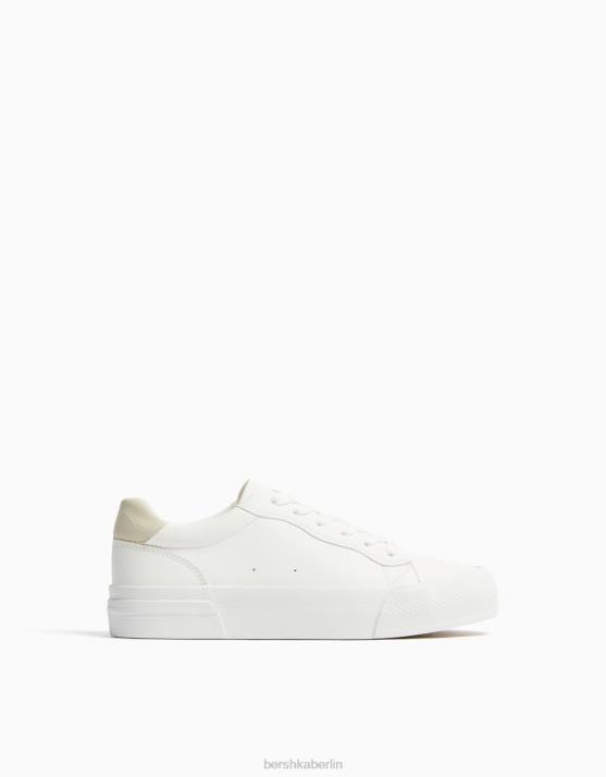 Weiss Bershka Frauen Kontrast-Plateau-Sneaker H00J2129