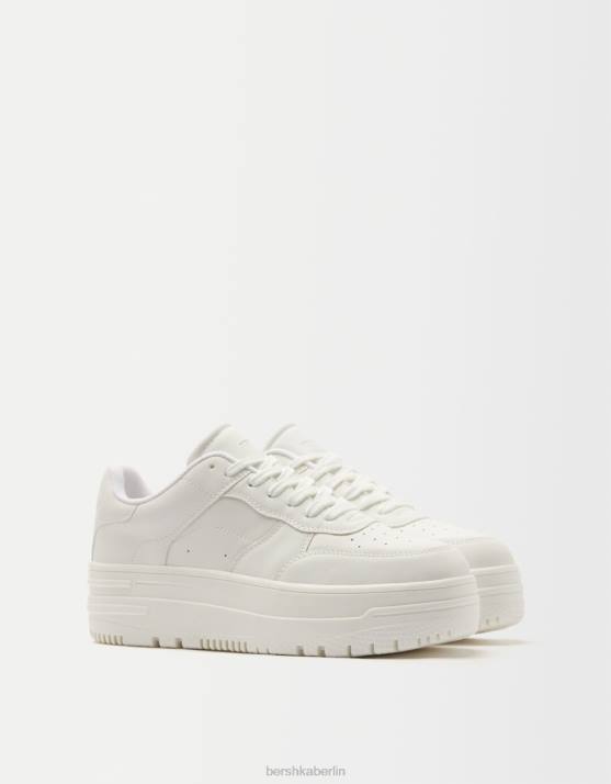 Weiss Bershka Frauen Monochrome Plateau-Sneaker H00J2085