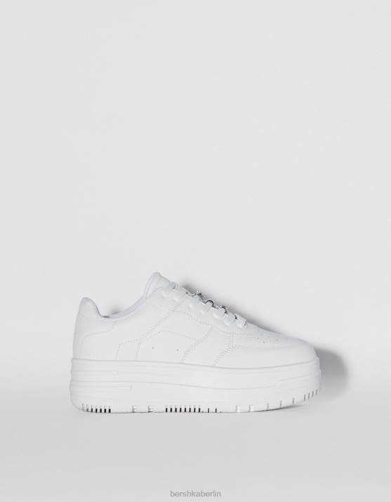 Weiss Bershka Frauen Plateau-Sneaker mit Strasssteinen H00J2101