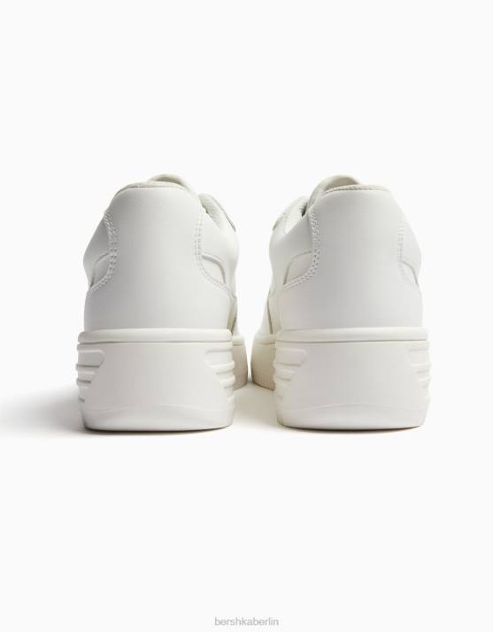 Weiss Bershka Frauen Plateau-Sneaker mit Ziernähten H00J2131
