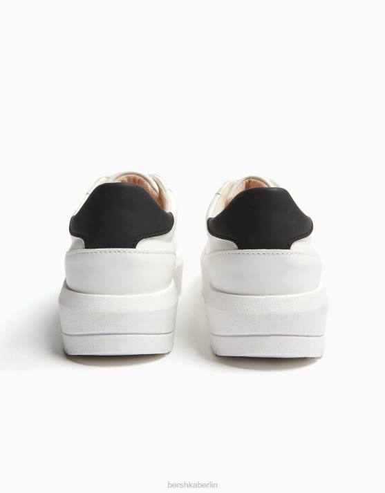 Weiss Bershka Frauen Plateau-Sneaker mit farbigem Fersendetail H00J2127