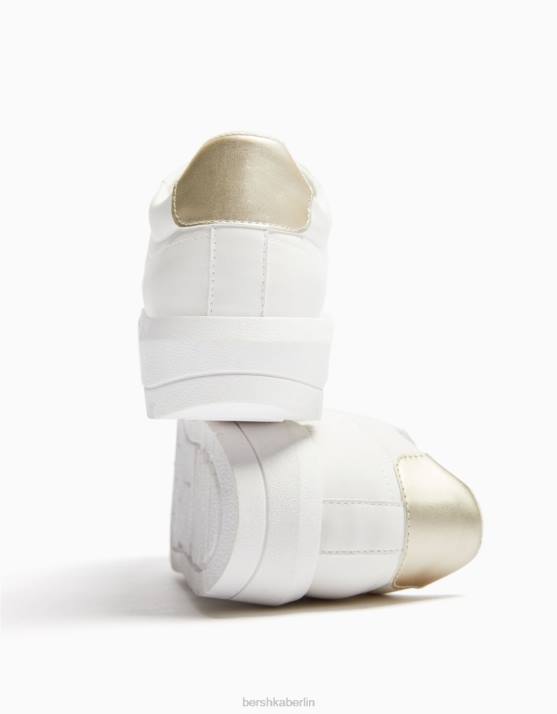 Weiss Bershka Frauen Plateau-Sneaker mit metallischen Details H00J2090