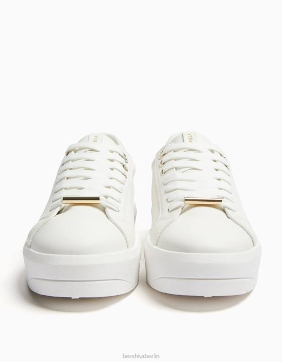 Weiss Bershka Frauen Plateau-Sneaker mit metallischen Details H00J2090