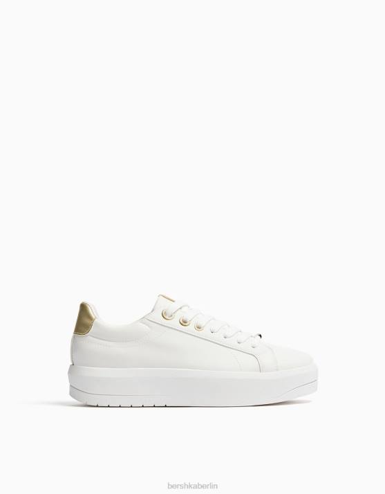 Weiss Bershka Frauen Plateau-Sneaker mit metallischen Details H00J2090